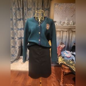 Pendleton Wool Cardigan Pencil Skirt L by Ralph Lauren, Lambs Wool Card